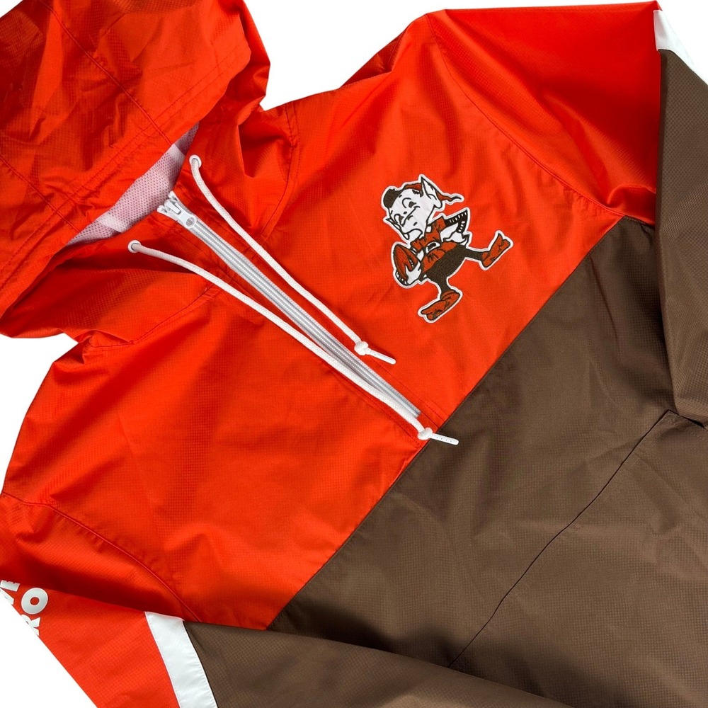 Mitchell & Ness Windbreaker Mens M Orange Brown Cleveland Browns NFL Anorak
